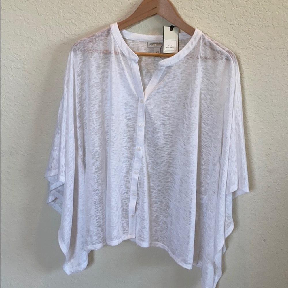 NWT Dana Buchman white Ruana cardigan kimono S/M